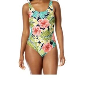 Hurley Women’s One Piece Swimsuit - Green and Pink Size Large. NWOT